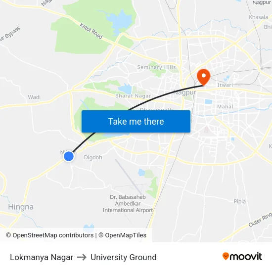लोकमान्य नगर to विश्वविद्यालय मैदान map