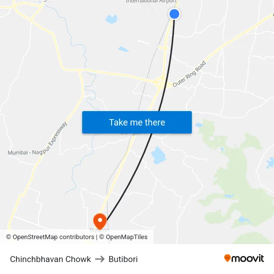 Chinchbhavan Chowk to Butibori map
