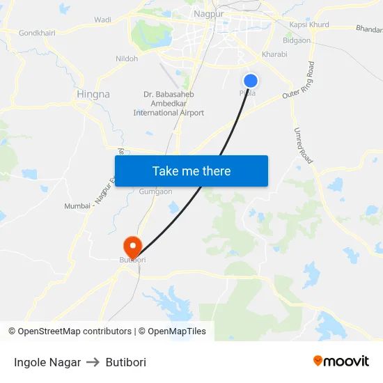 Ingole Nagar to Butibori map