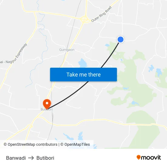 Banwadi to Butibori map