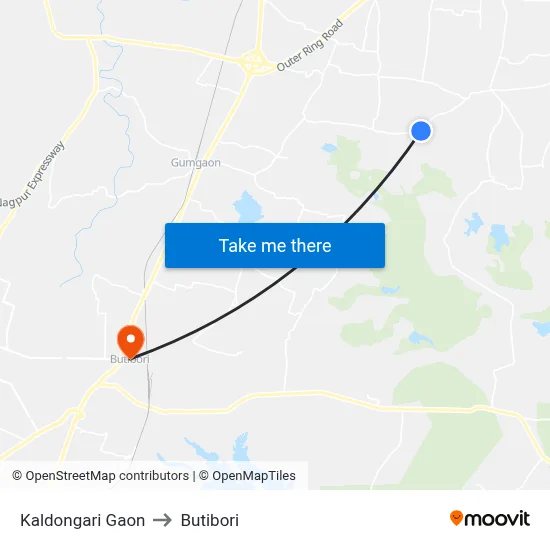 Kaldongari Gaon to Butibori map