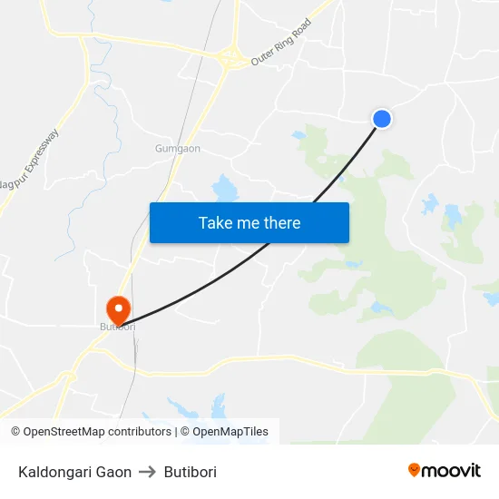 Kaldongari Gaon to Butibori map
