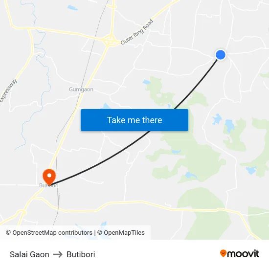 Salai Gaon to Butibori map