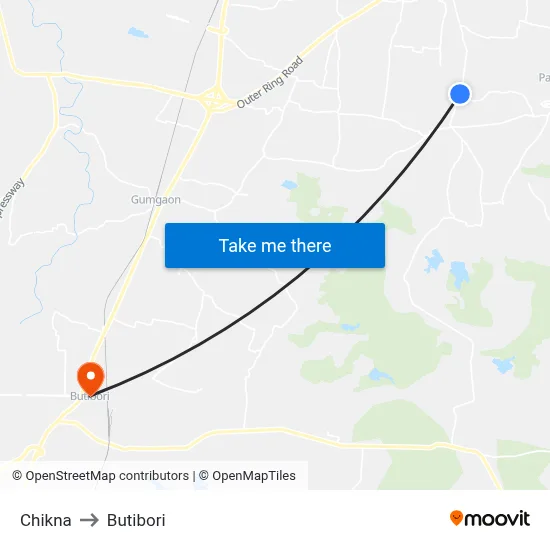 Chikna to Butibori map