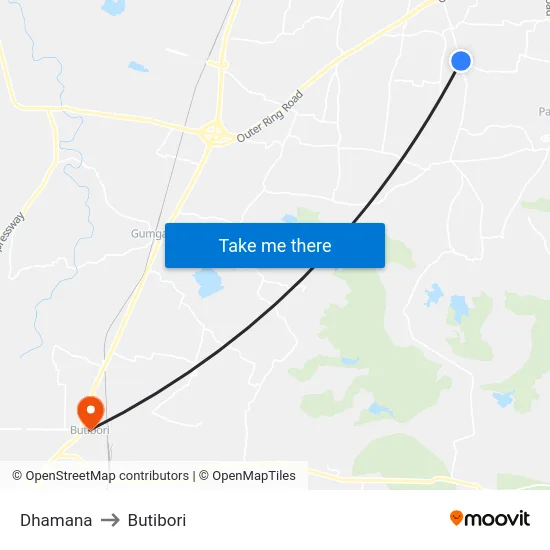 Dhamana to Butibori map