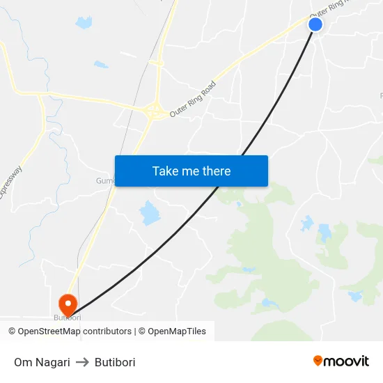 Om Nagari to Butibori map