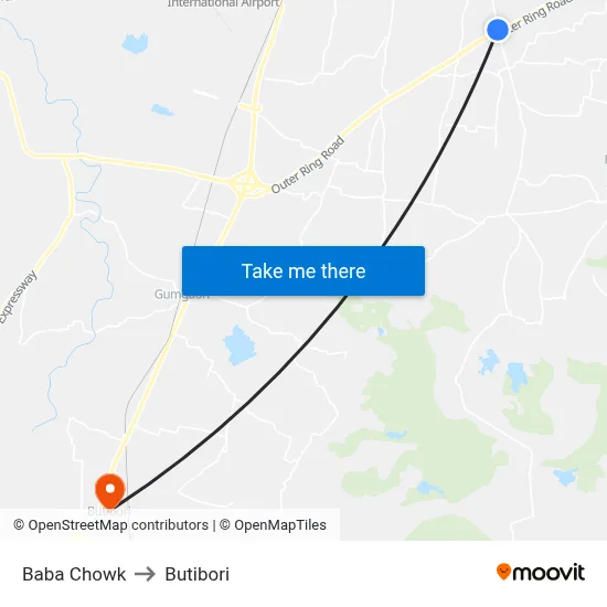 Baba Chowk to Butibori map