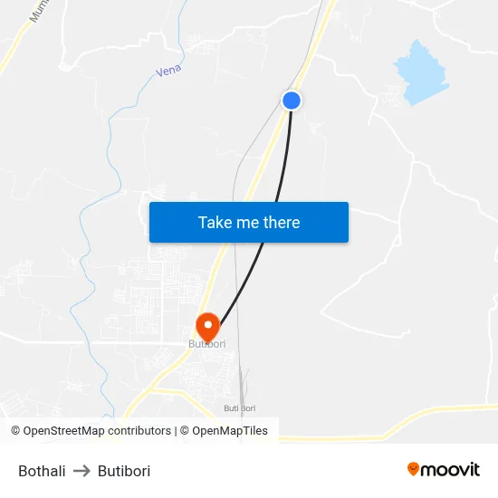 Bothali to Butibori map