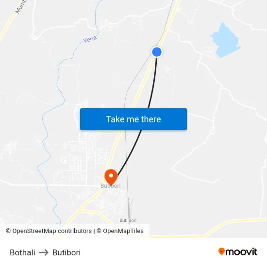 Bothali to Butibori map