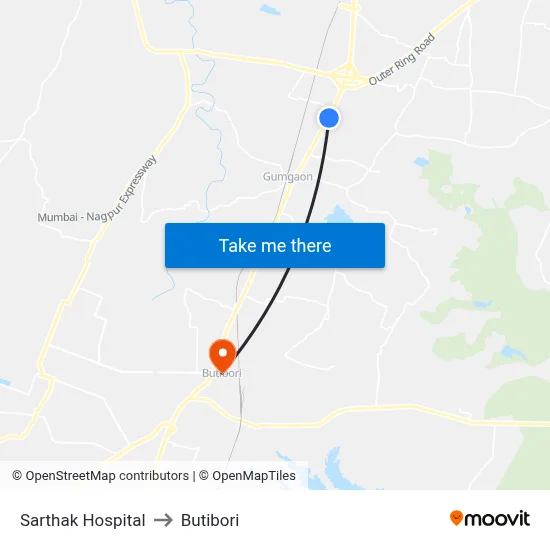 Sarthak Hospital to Butibori map