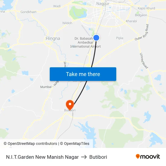 N.I.T.Garden New Manish Nagar to Butibori map