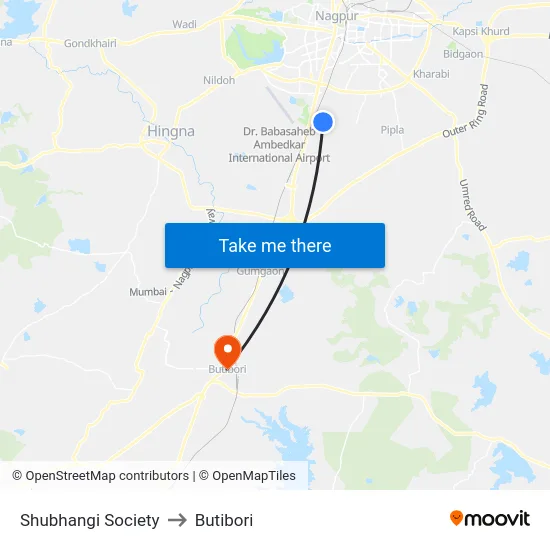 Shubhangi Society to Butibori map