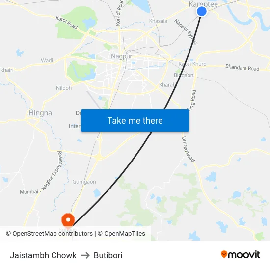 Jaistambh Chowk to Butibori map