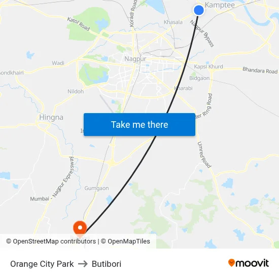 Orange City Park to Butibori map