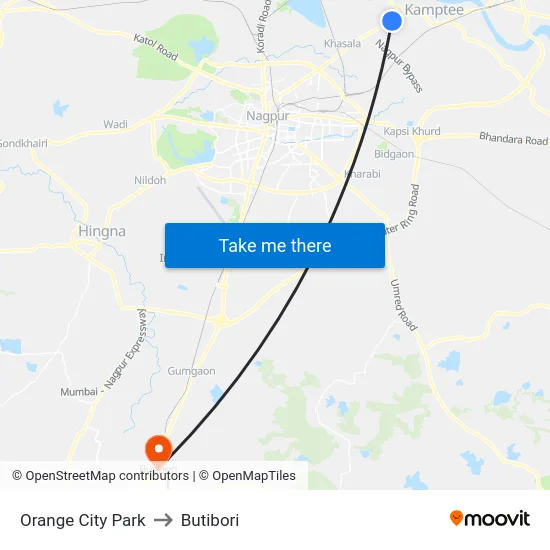 Orange City Park to Butibori map