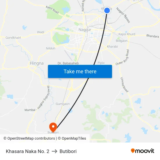 Khasara Naka No. 2 to Butibori map