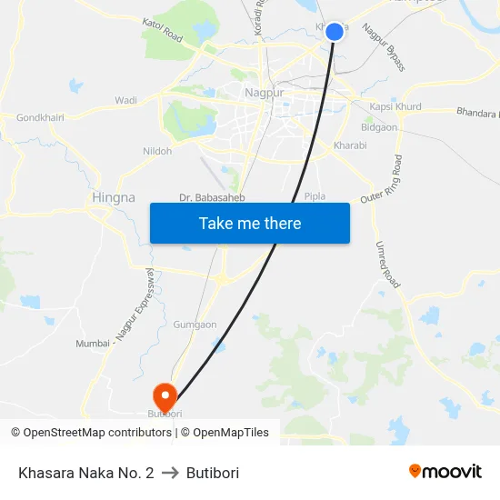 Khasara Naka No. 2 to Butibori map