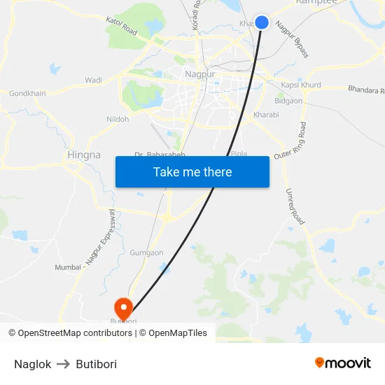 Naglok to Butibori map