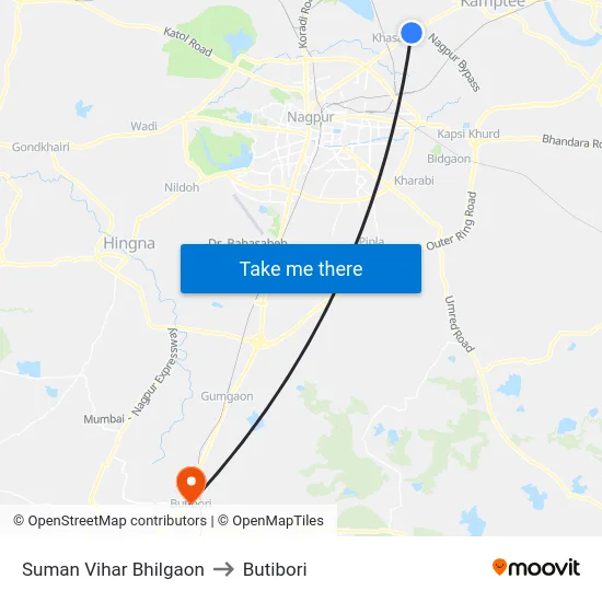 Suman Vihar Bhilgaon to Butibori map