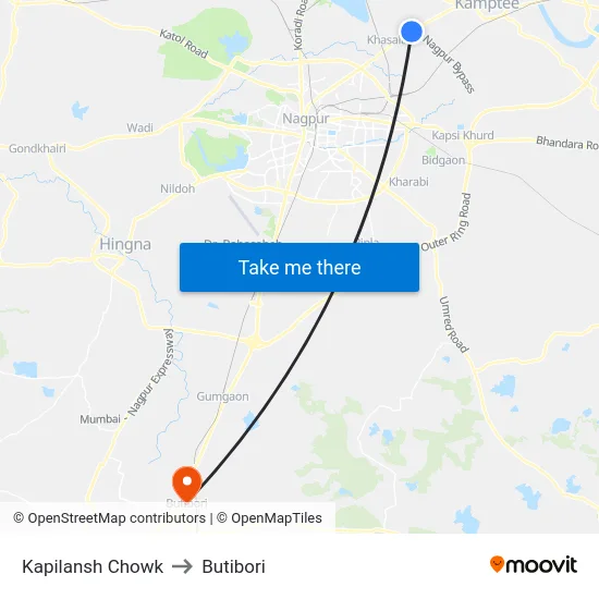 Kapilansh Chowk to Butibori map