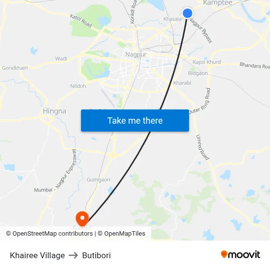 Khairee Village to Butibori map