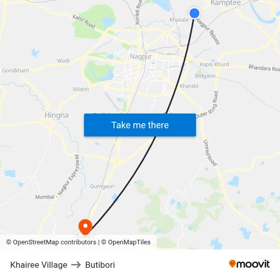 Khairee Village to Butibori map