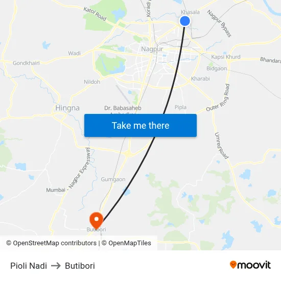Pioli Nadi to Butibori map