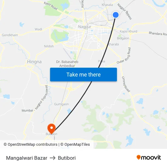Mangalwari Bazar to Butibori map