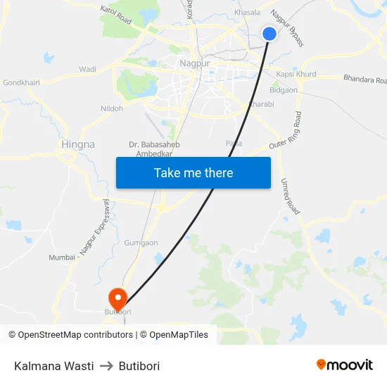 Kalmana Wasti to Butibori map