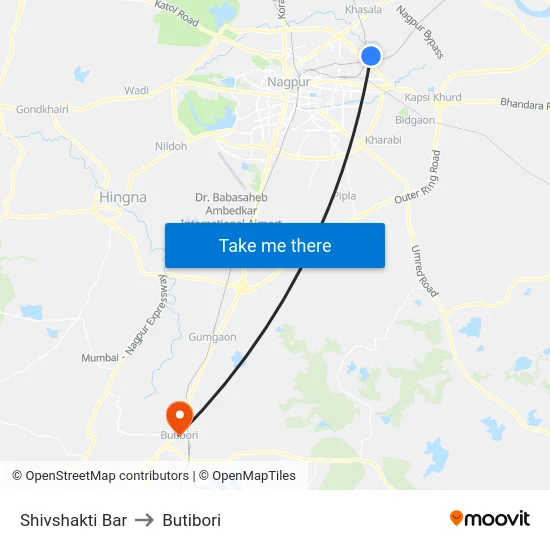 Shivshakti Bar to Butibori map