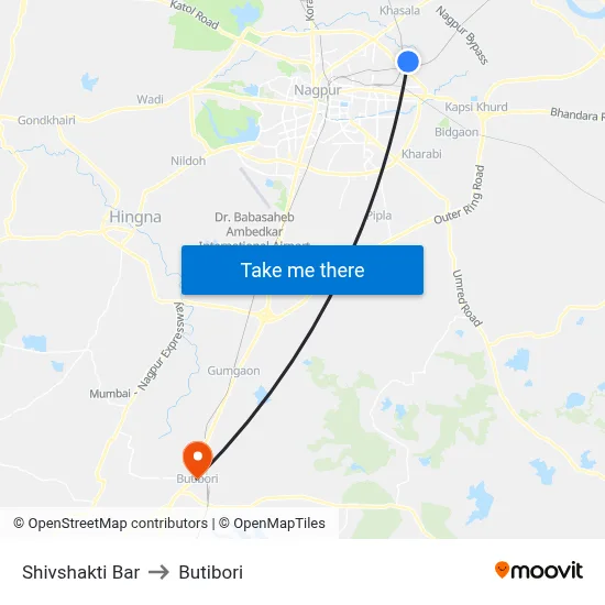 Shivshakti Bar to Butibori map