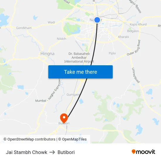Jai Stambh Chowk to Butibori map