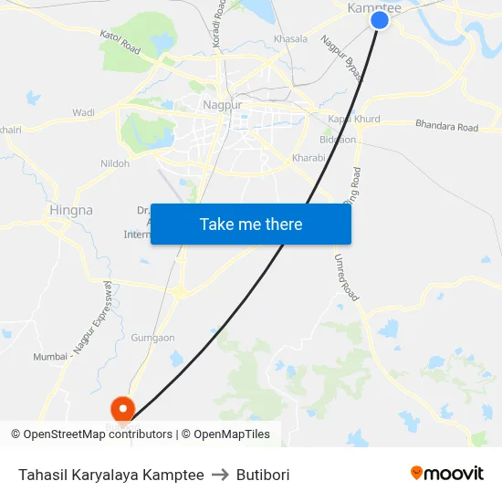 Tahasil Karyalaya Kamptee to Butibori map
