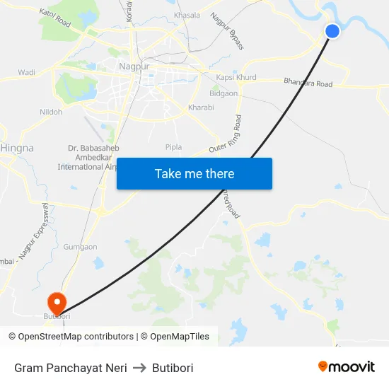 Gram Panchayat Neri to Butibori map