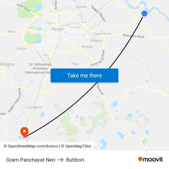 Gram Panchayat Neri to Butibori map