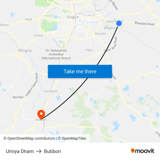 Umiya Dham to Butibori map