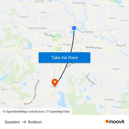 Suradevi to Butibori map