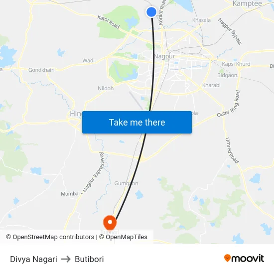 Divya Nagari to Butibori map