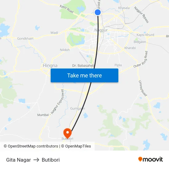 Gita Nagar to Butibori map