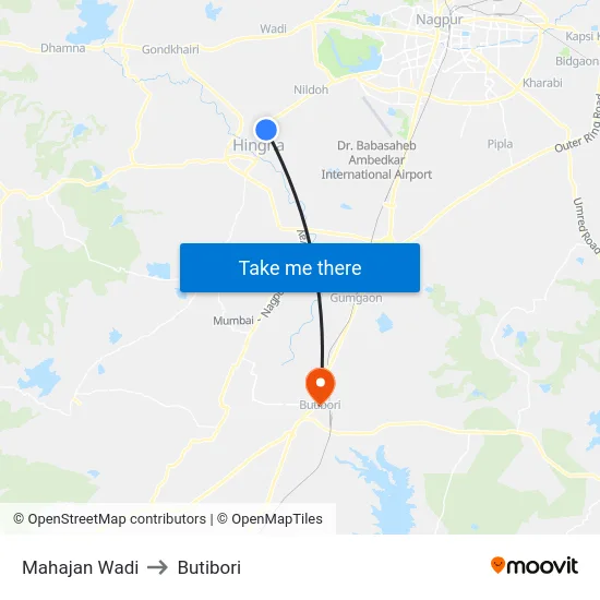 Mahajan Wadi to Butibori map
