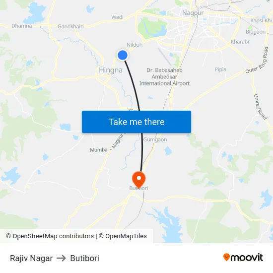 Rajiv Nagar to Butibori map