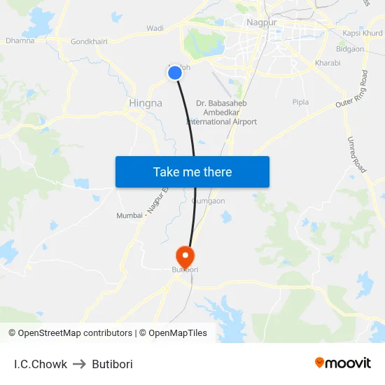 I.C.Chowk to Butibori map