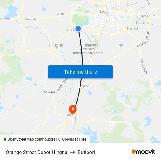 Orange Street Depot Hingna to Butibori map
