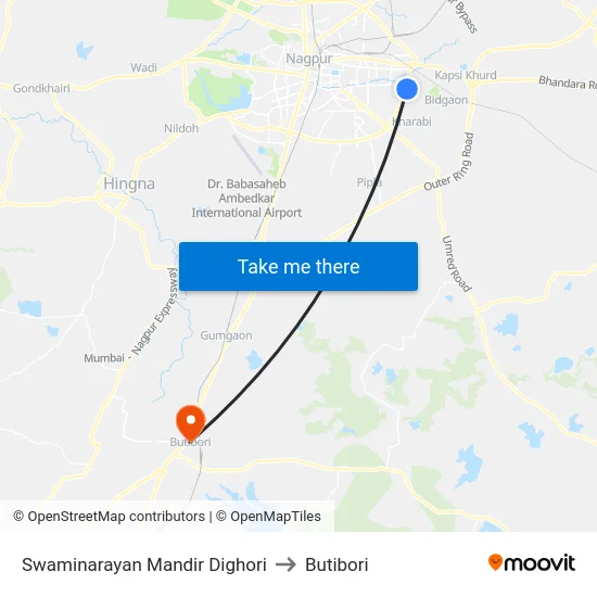 Swaminarayan Mandir Dighori to Butibori map