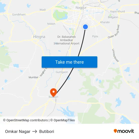 Omkar Nagar to Butibori map