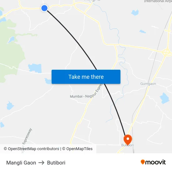 Mangli Gaon to Butibori map