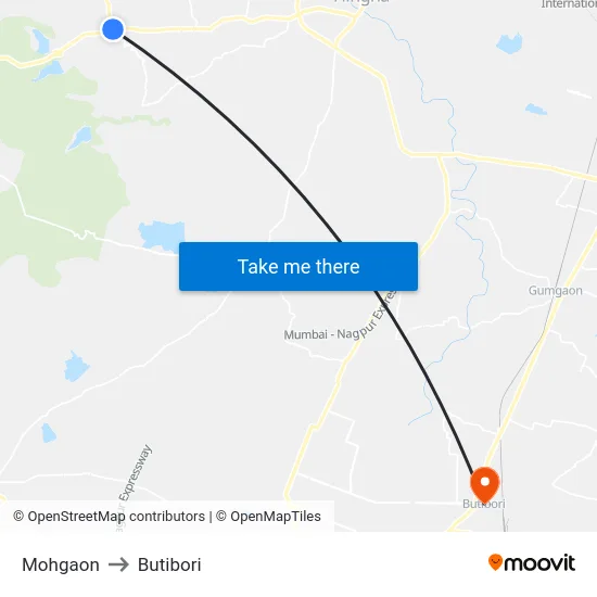 Mohgaon to Butibori map