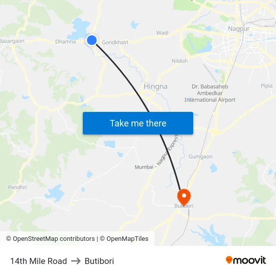 14th Mile Road to Butibori map
