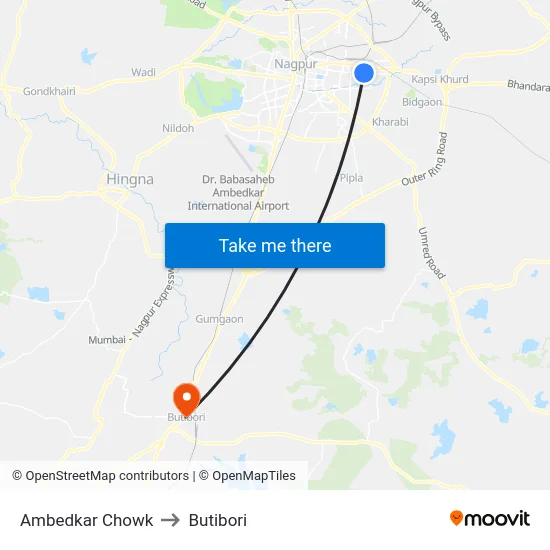 Ambedkar Chowk to Butibori map