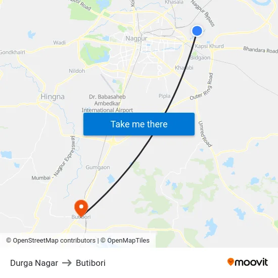 Durga Nagar to Butibori map